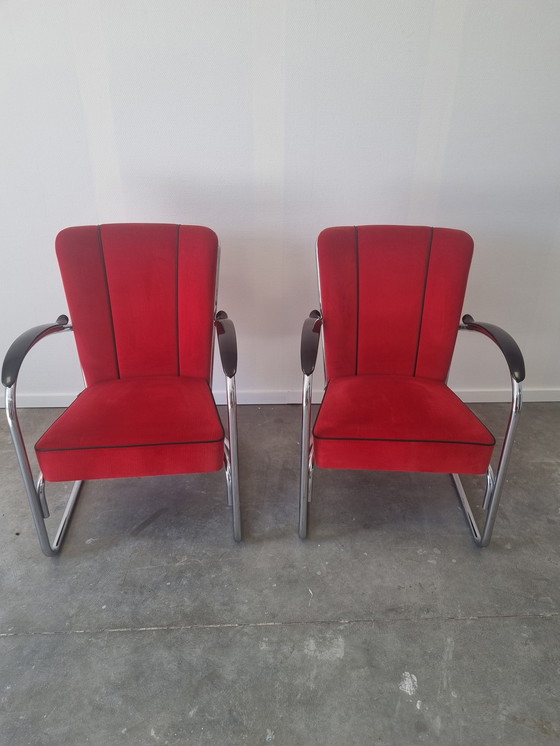 Image 1 of 1x Gebroeders van de Stroom Dutch Originals model Gispen 412s armchairs