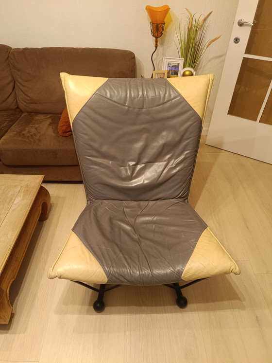 Image 1 of Vintage Flyer armchair in metal and leather by Pierre Mazairac and Karel Boonzaaijer for Young International, 1980