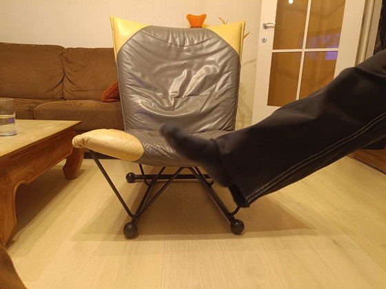 Image 1 of Vintage Flyer armchair in metal and leather by Pierre Mazairac and Karel Boonzaaijer for Young International, 1980