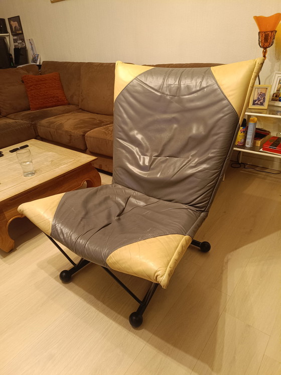 Image 1 of Vintage Flyer armchair in metal and leather by Pierre Mazairac and Karel Boonzaaijer for Young International, 1980