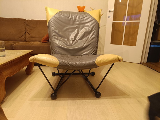 Image 1 of Vintage Flyer armchair in metal and leather by Pierre Mazairac and Karel Boonzaaijer for Young International, 1980
