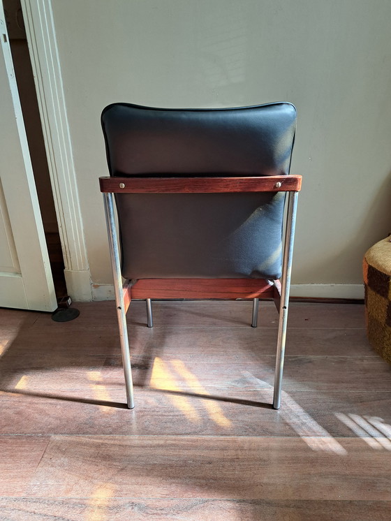 Image 1 of 2x Thereca Rosewood & metal dining chairs