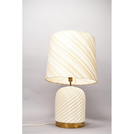 Vintage brass and ceramic bedside lamp by Tommaso Barbi, Italy 1979