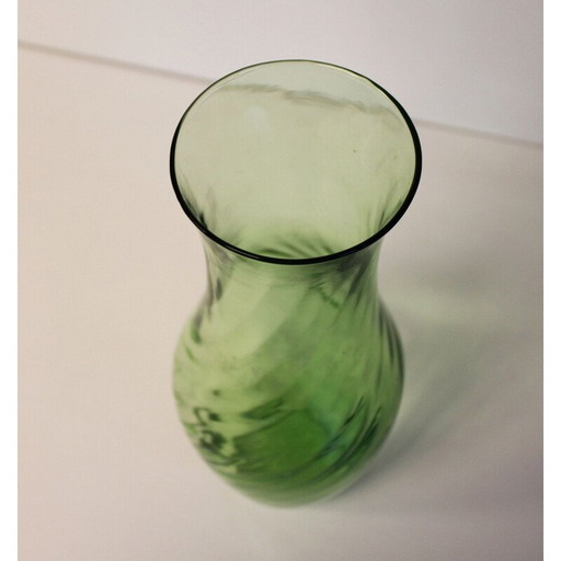 Vintage emerald glass vase, Italy 1970