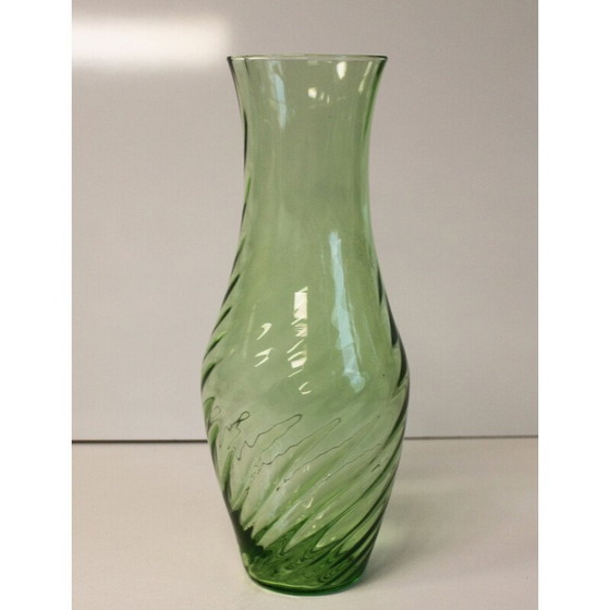 Image 1 of Vintage emerald glass vase, Italy 1970