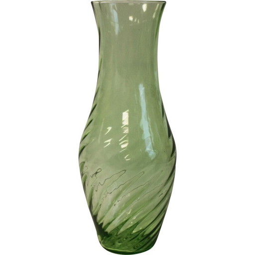 Vintage emerald glass vase, Italy 1970