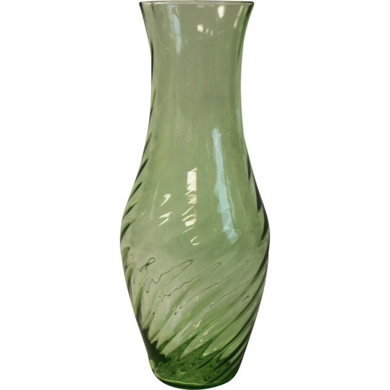 Image 1 of Vintage emerald glass vase, Italy 1970