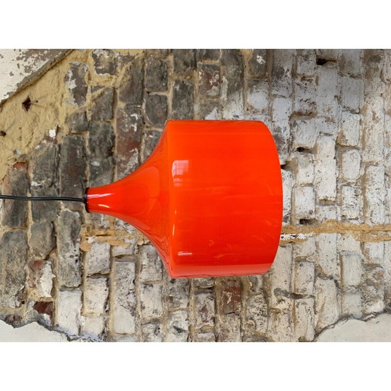Image 1 of Vintage orange opaline glass pendant lamp, 1970