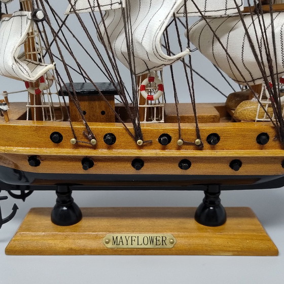 Image 1 of 1970S Astonishing Mayflower Model Ship. Handmade. Made In England