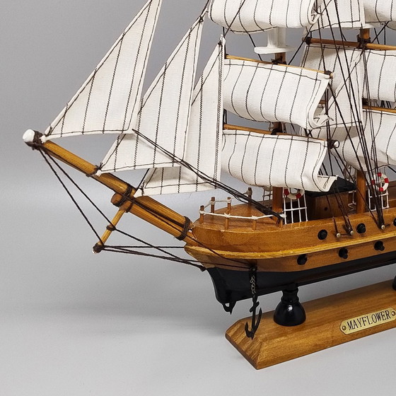 Image 1 of 1970S Astonishing Mayflower Model Ship. Handmade. Made In England