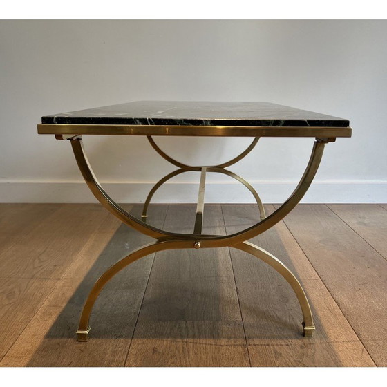 Image 1 of Vintage coffee table in brass and green marble for Maison Jansen, France 1940