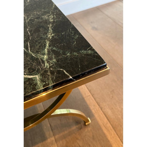 Image 1 of Vintage coffee table in brass and green marble for Maison Jansen, France 1940