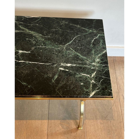 Image 1 of Vintage coffee table in brass and green marble for Maison Jansen, France 1940