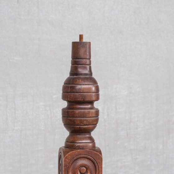 Image 1 of Lampada da terra in legno di quercia di metà secolo, Francia anni '40