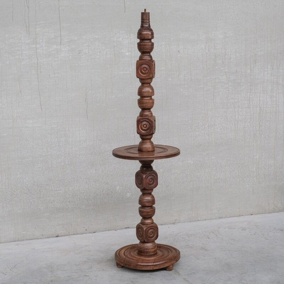 Image 1 of Lampada da terra in legno di quercia di metà secolo, Francia anni '40