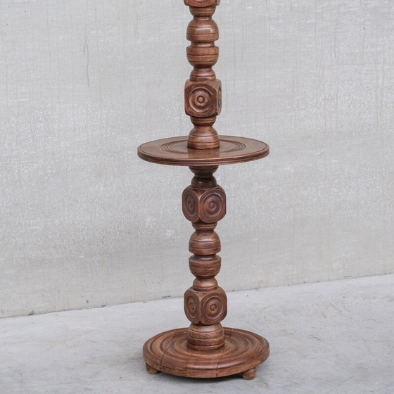 Image 1 of Lampada da terra in legno di quercia di metà secolo, Francia anni '40