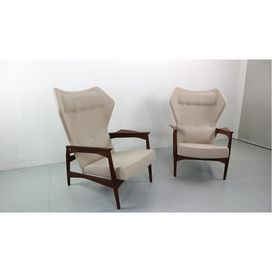 Image 1 of Pair of vintage adjustable teak armchairs by Ib Kofod Larsen, Denmark 1954