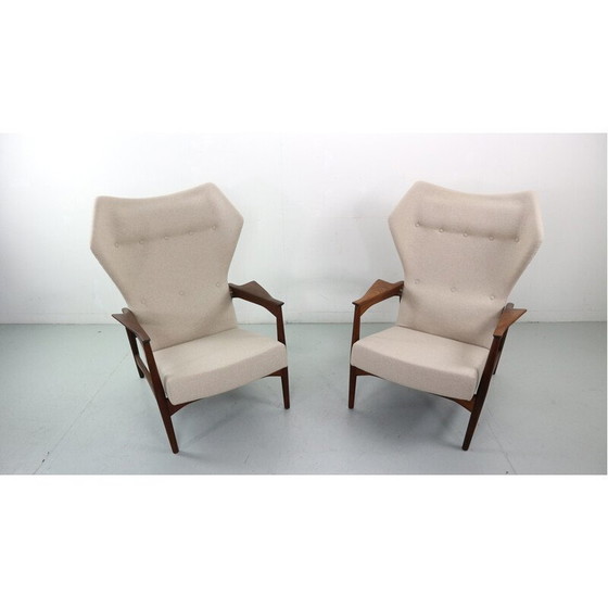 Image 1 of Pair of vintage adjustable teak armchairs by Ib Kofod Larsen, Denmark 1954