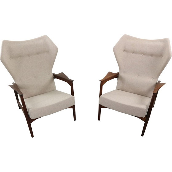 Image 1 of Pair of vintage adjustable teak armchairs by Ib Kofod Larsen, Denmark 1954