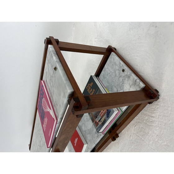 Image 1 of Mensola modernista vintage in marmo e legno, 1980