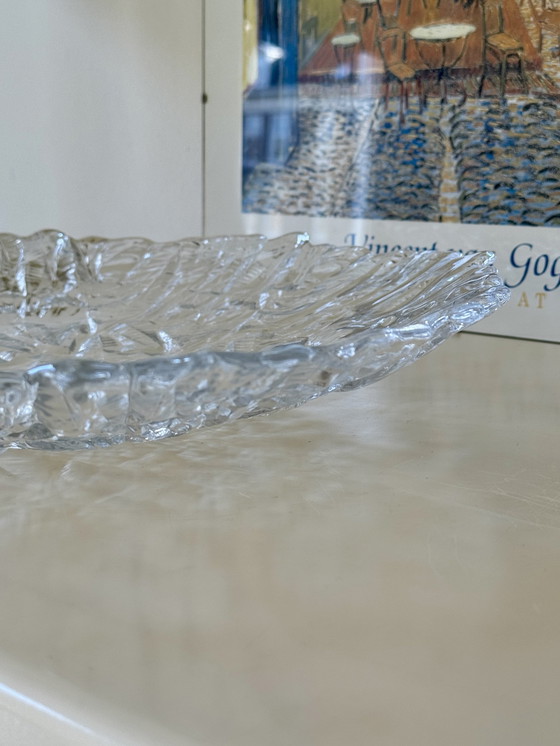 Image 1 of Vintage Glass Bowl With Ice Texture From Walther Glass Germany