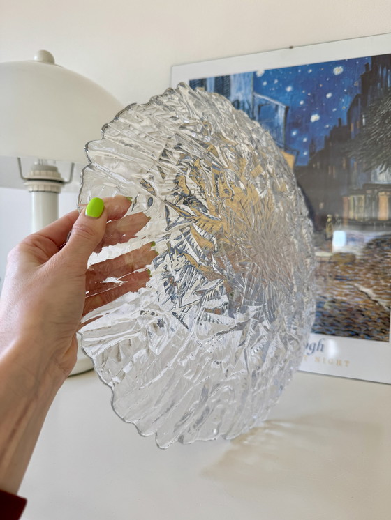 Image 1 of Vintage Glass Bowl With Ice Texture From Walther Glass Germany