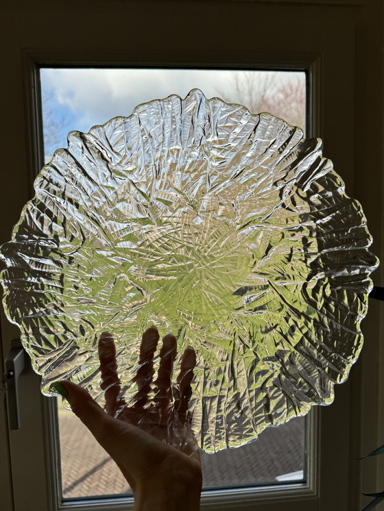 Image 1 of Vintage Glass Bowl With Ice Texture From Walther Glass Germany