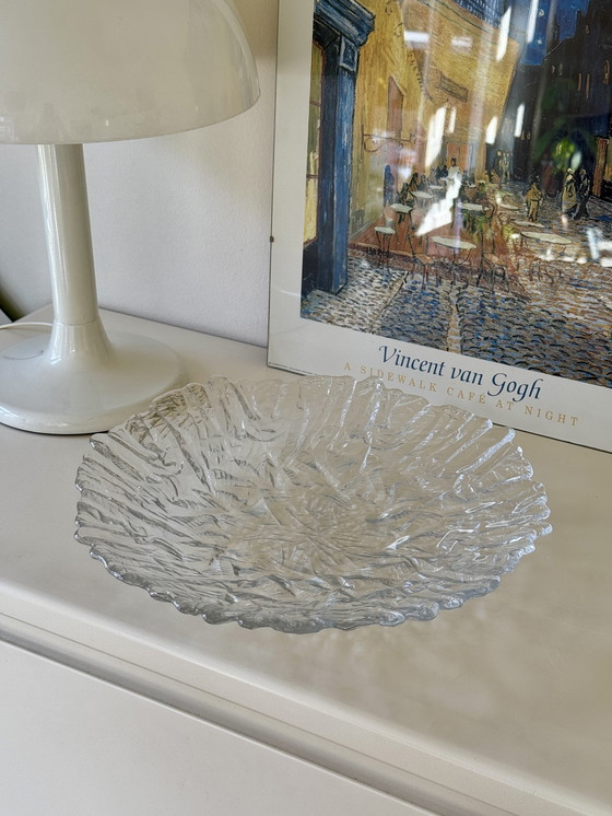 Image 1 of Vintage Glass Bowl With Ice Texture From Walther Glass Germany
