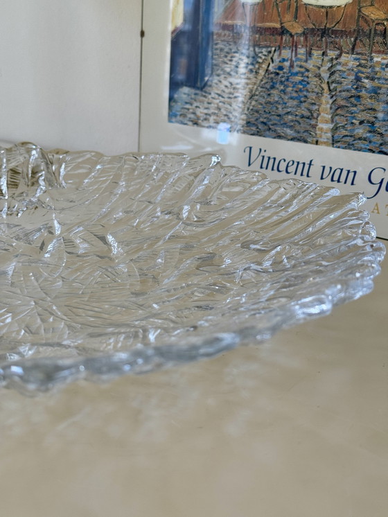 Image 1 of Vintage Glass Bowl With Ice Texture From Walther Glass Germany