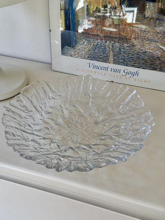 Image 1 of Vintage Glass Bowl With Ice Texture From Walther Glass Germany