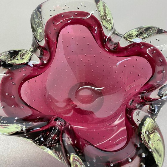 Image 1 of Posacenere vintage in vetro di Murano rosa a bolle, Italia anni '70