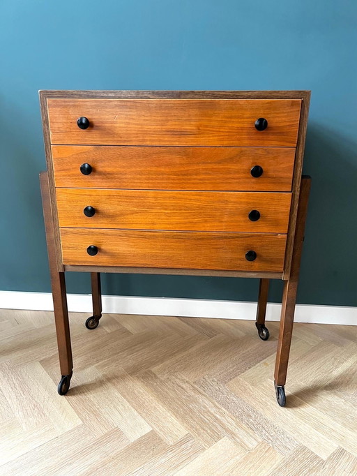 Haberdashery cabinet 4 drawers filled Years 60s