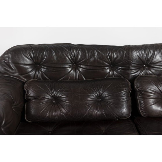 Image 1 of Vintage teak and brown leather sofa, Sweden 1970s