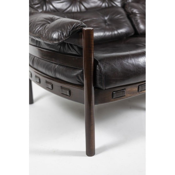 Image 1 of Vintage teak and brown leather sofa, Sweden 1970s