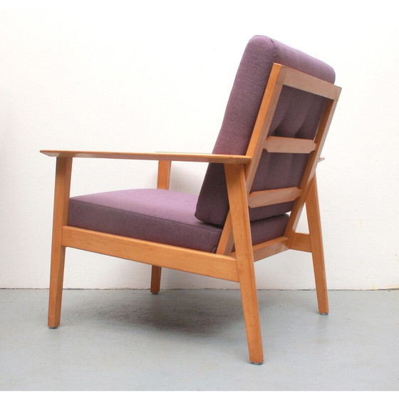 Image 1 of Poltrona vintage in legno e tessuto viola, 1960