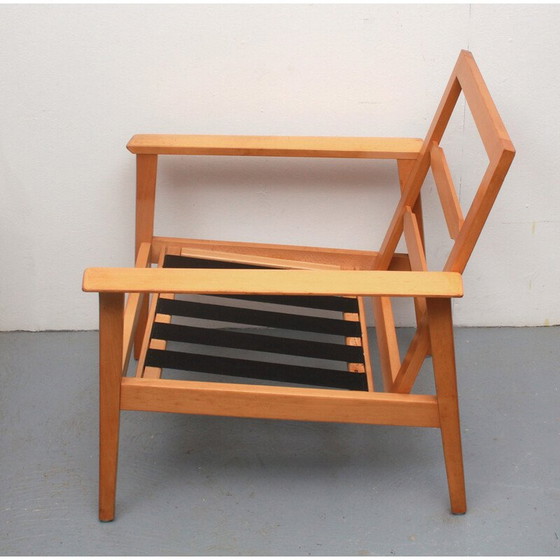 Image 1 of Poltrona vintage in legno e tessuto viola, 1960