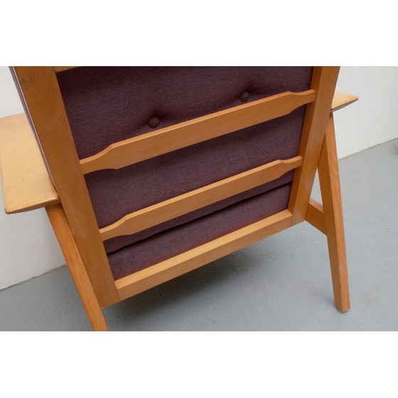 Image 1 of Poltrona vintage in legno e tessuto viola, 1960