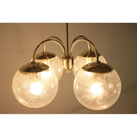 Image 1 of Lampadario vintage in vetro e metallo di Kamenicky Senov, 1980