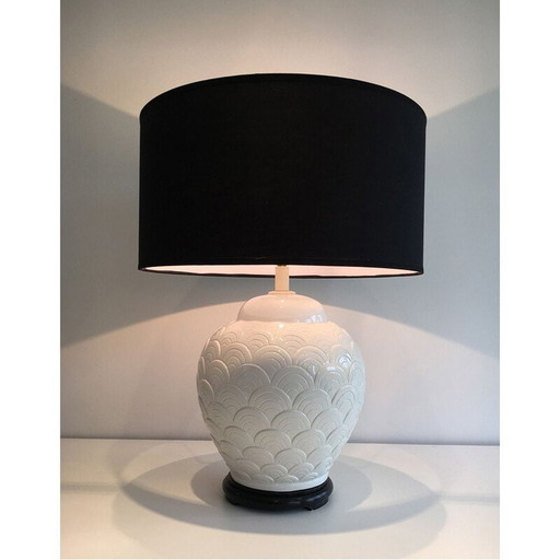 Lampada vintage in ceramica bianca, 1970