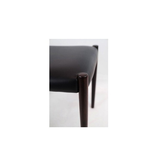 Image 1 of Pair of vintage stools in rosewood and black leather, Denmark 1960