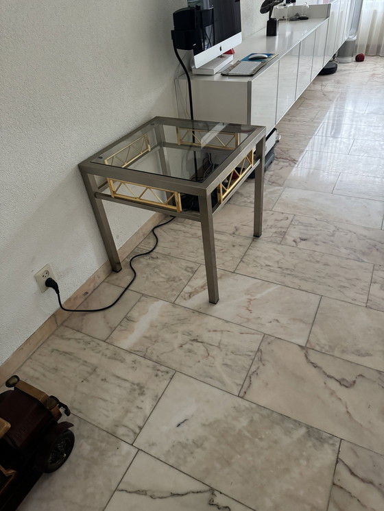 Image 1 of Vintage Brass + Brushed Steel Table Set