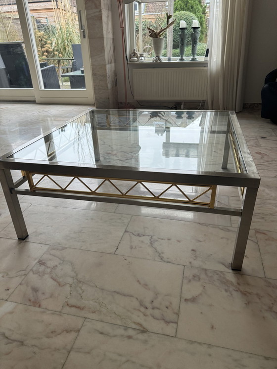 Image 1 of Vintage Brass + Brushed Steel Table Set