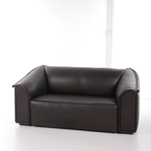 De Sede DS47 Two-seater black heavy Buffalo leather Switzerland 1970