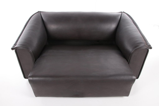 De Sede DS47 Two-seater black heavy Buffalo leather Switzerland 1970