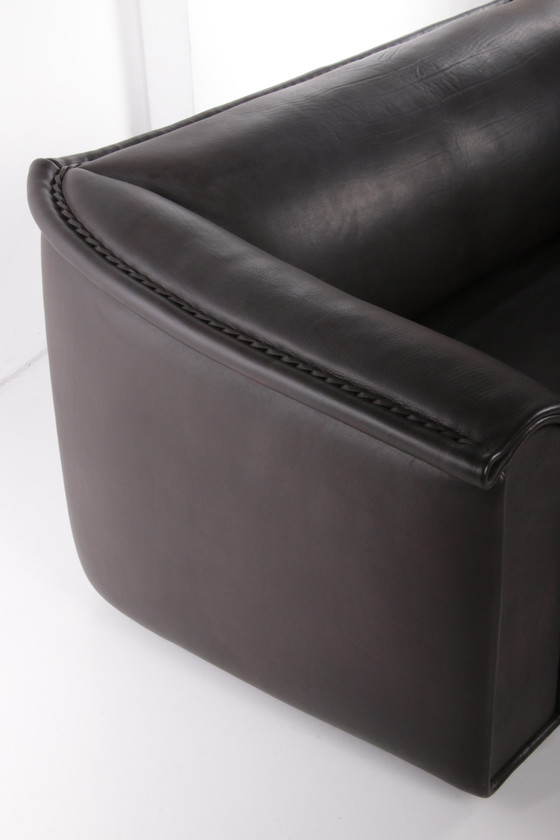 Image 1 of De Sede DS47 Two-seater black heavy Buffalo leather Switzerland 1970