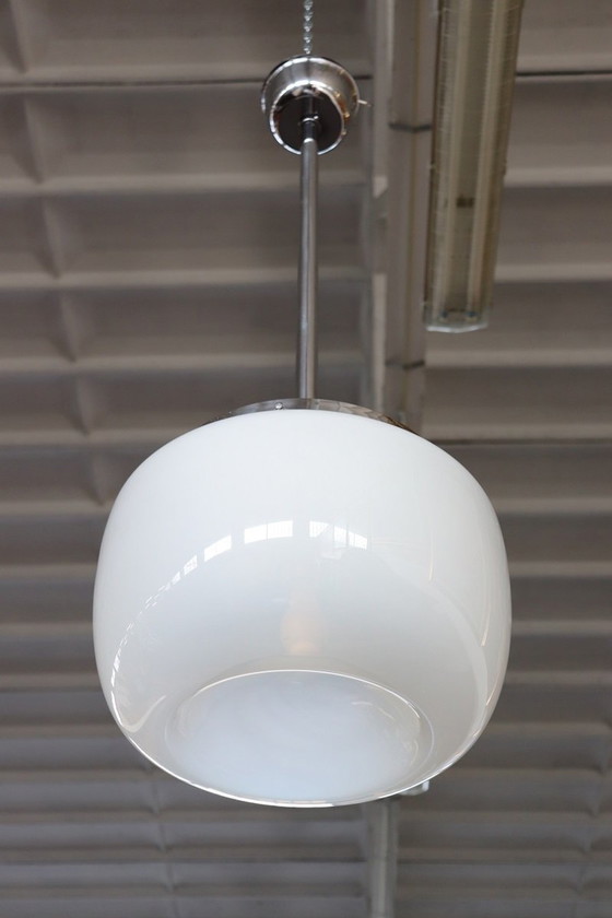 Image 1 of Glass And Chrome Pendant Light, Italy 1960S