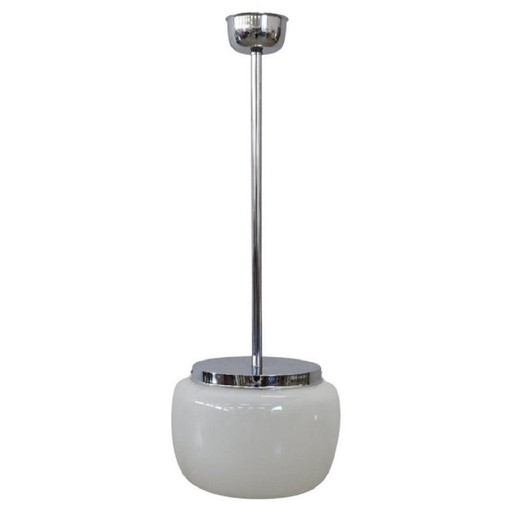 Glass And Chrome Pendant Light, Italy 1960S