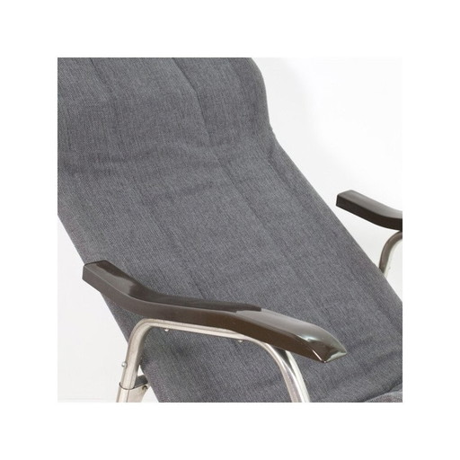 Vintage rocking chair in aluminum and wood by Takeshi Nii, Japan 1950