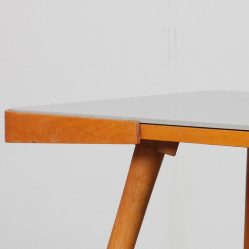 Vintage table in wood and opalized glass by Jiri Jiroutek, 1960