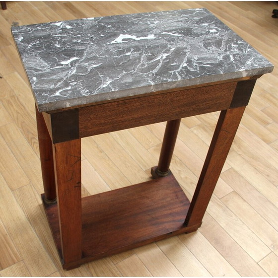 Image 1 of Wood and marble vintage serving table